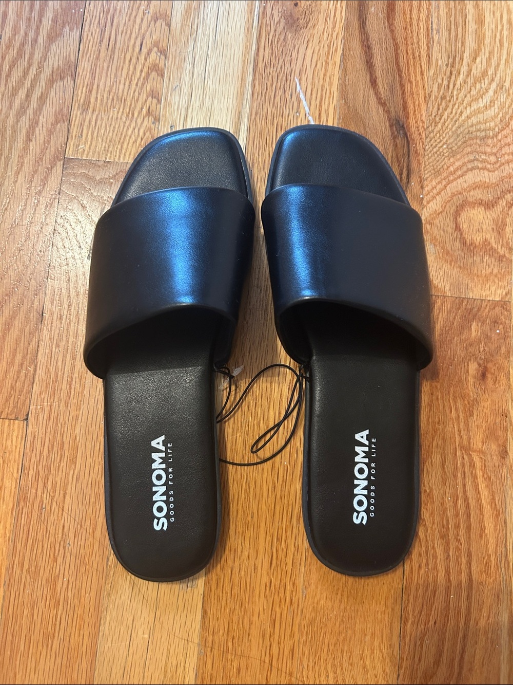 Sonoma Black Wide-Strap Slide Sandals
